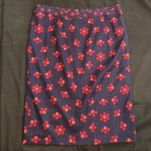 Navy Floral Boden Pencil Skirt